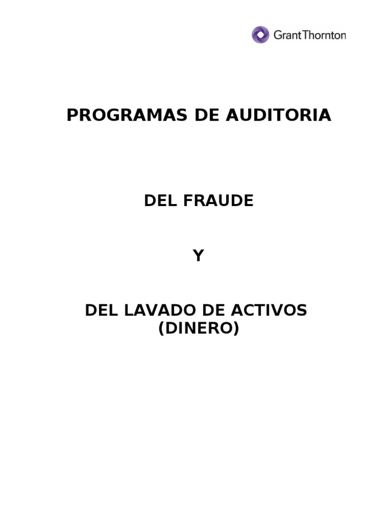Auditoría de Fraude y Lavado de Activos | PDF | Contralor | Auditoría ...