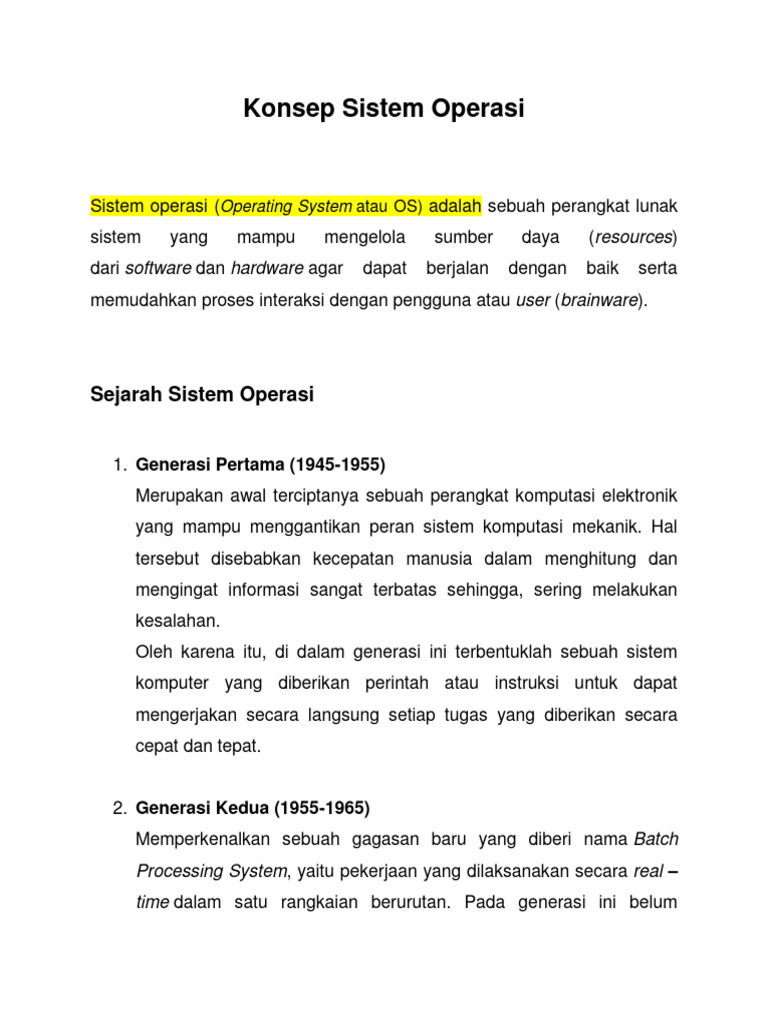 Peran dan Konsep Sistem Operasi | PDF | Komputer