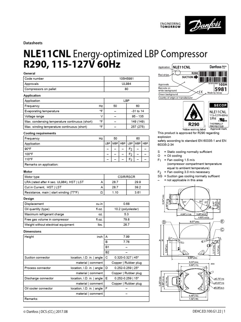 Kompressor Nle11cnl LBP Datablad Kruff Ab | PDF | Electrical ...