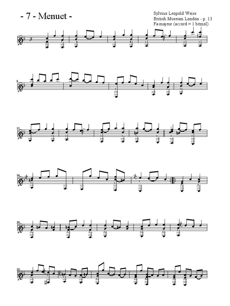 Menuet by Sylvius Leopold Weiss | PDF