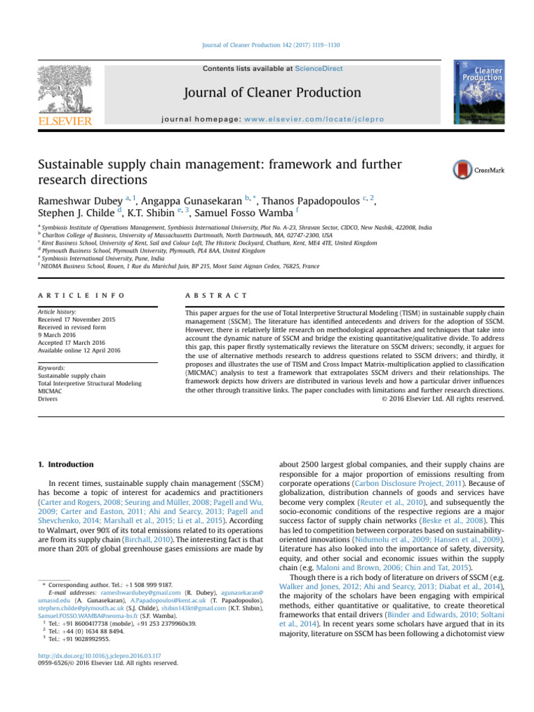Fardapaper Sustainable Supply Chain Management Framework and Further ...