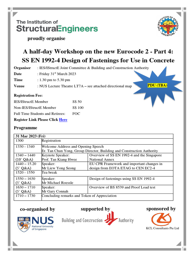 Workshop on Eurocode 2 Fastening Design | PDF | Engineer | Engineering