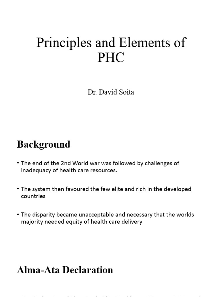 Principles and Elements of Primary Health Care | PDF | Health Care ...
