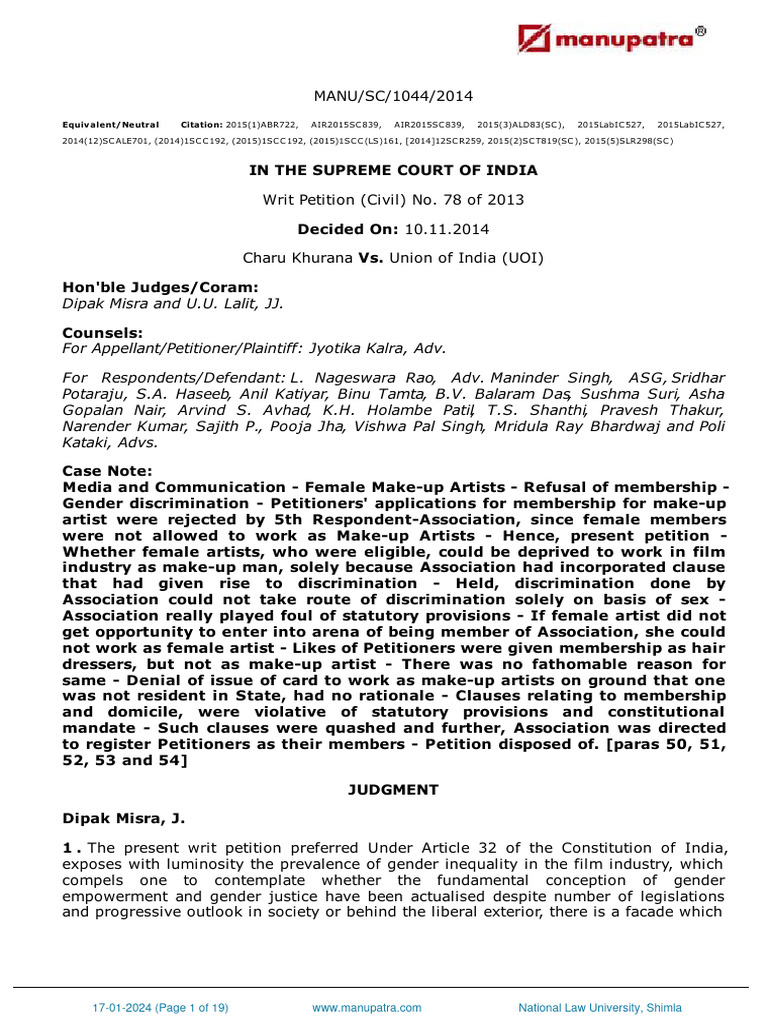 Gender Equality in Film Industry | PDF | Human Rights | Women's Rights