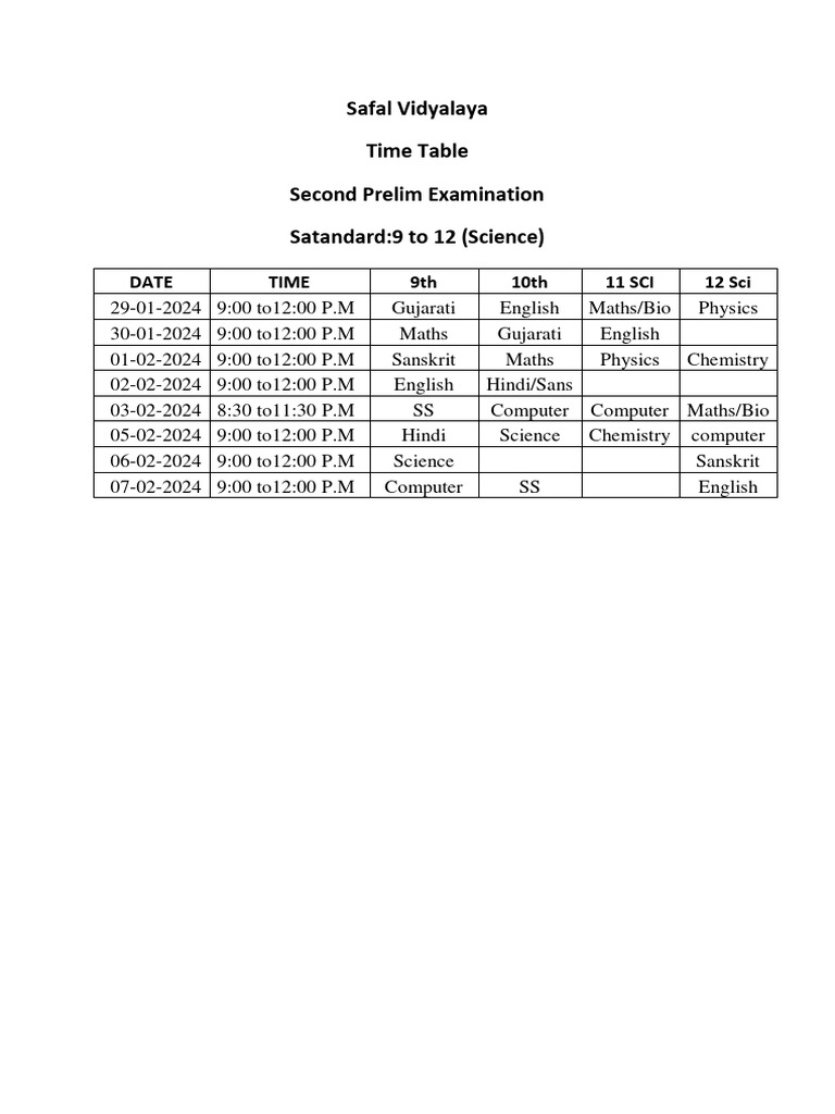 second-prelim-examination-timetable-pdf
