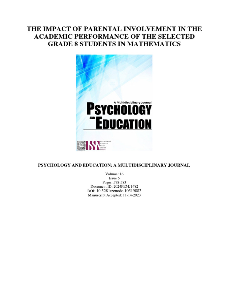 The Impact of Parental Involvement in The Academic Performance of The ...