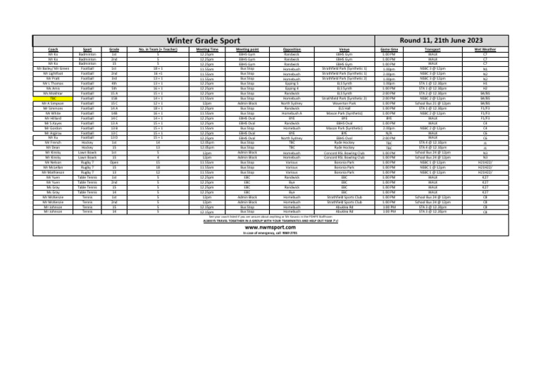 Winter Grade Round 11 21-06-23 | PDF