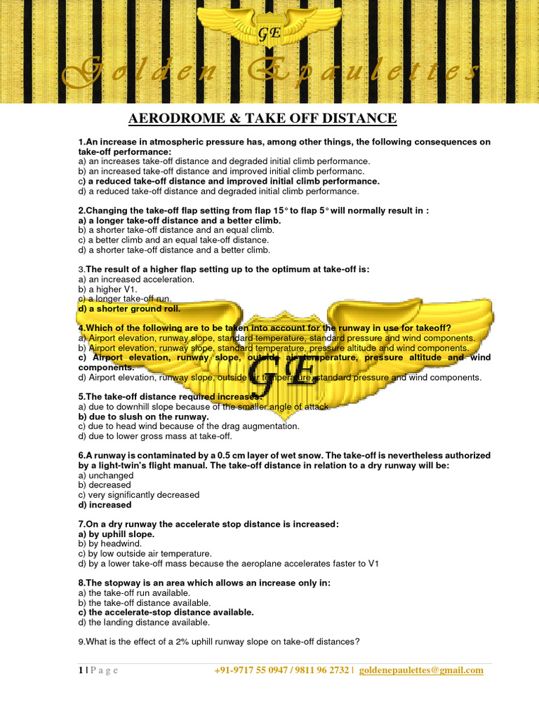 Aerodrome Takeoff Distance Analysis | PDF | Takeoff | Runway