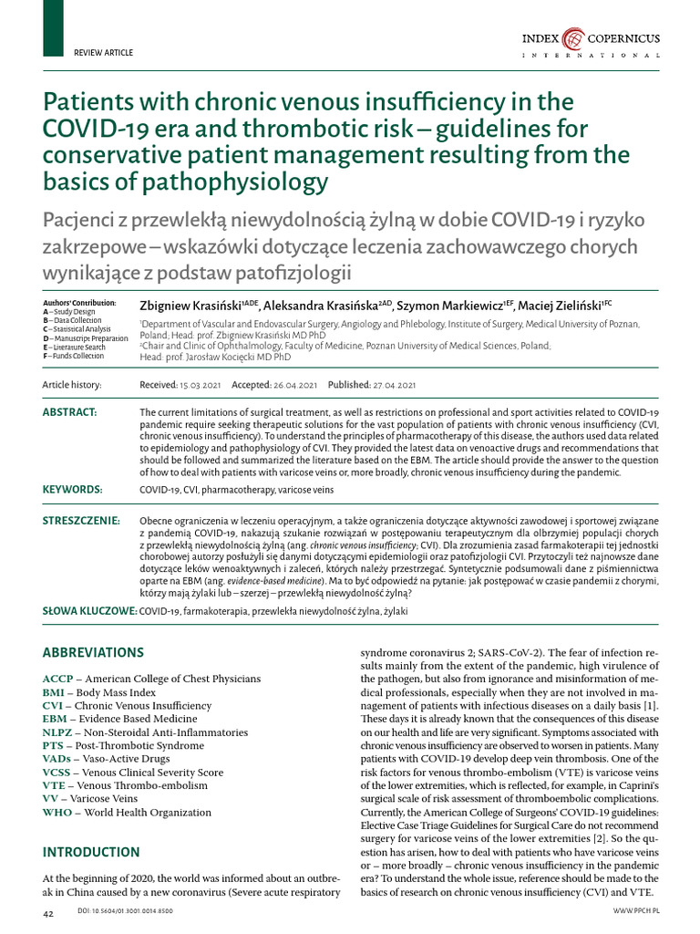 Patients With Chronic Venous Insuff | PDF | Health Policy | Medical ...