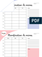 Planning Des Menus Hebdomadaire Famille PDF