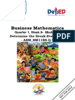Business Mathematics: Quarter 1, Week 8-Module13 Determine The Break-Even Point - ABM - BM11BS-Ij-9