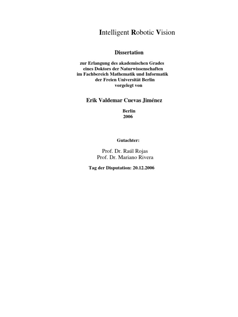 Intelligent Robotic Vision: Dissertation | PDF | Artificial Neural ...