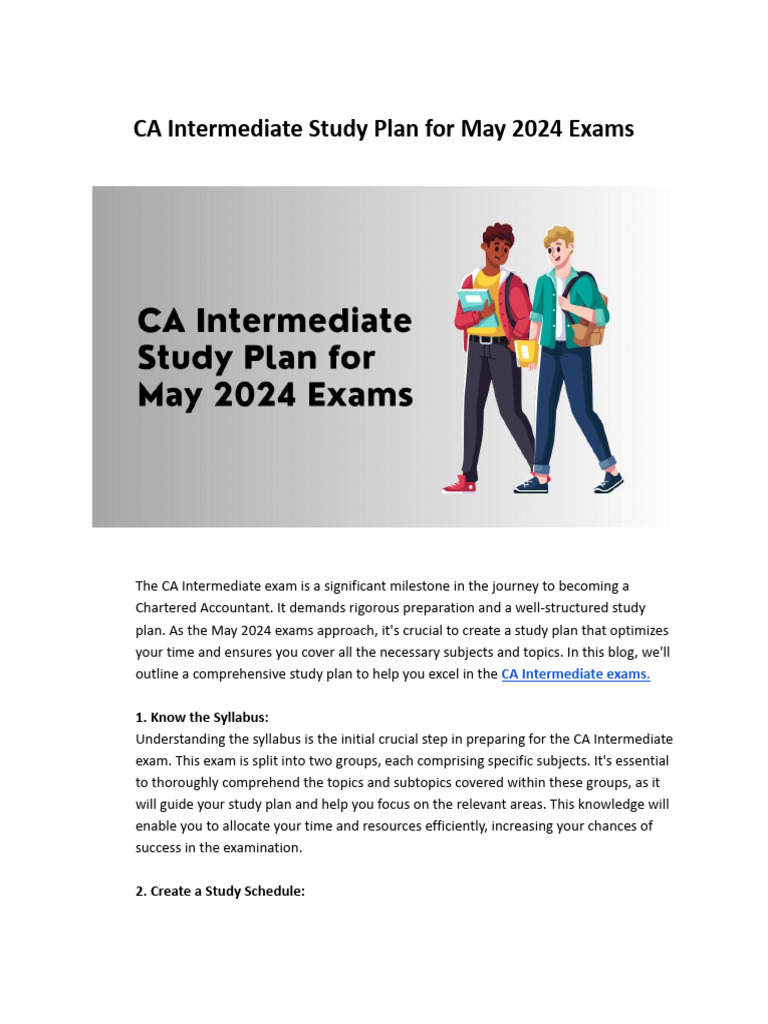 CA Intermediate Study Plan for May 2024 | PDF | Goal