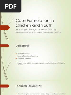 Case Formulation in Chidren and Adolescents