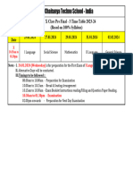 CBSE X Class Pre Final - 3 Time Table 2023-24