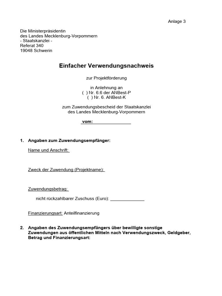 Anlage 3 Einfacher Verwendungsnachweis PDF