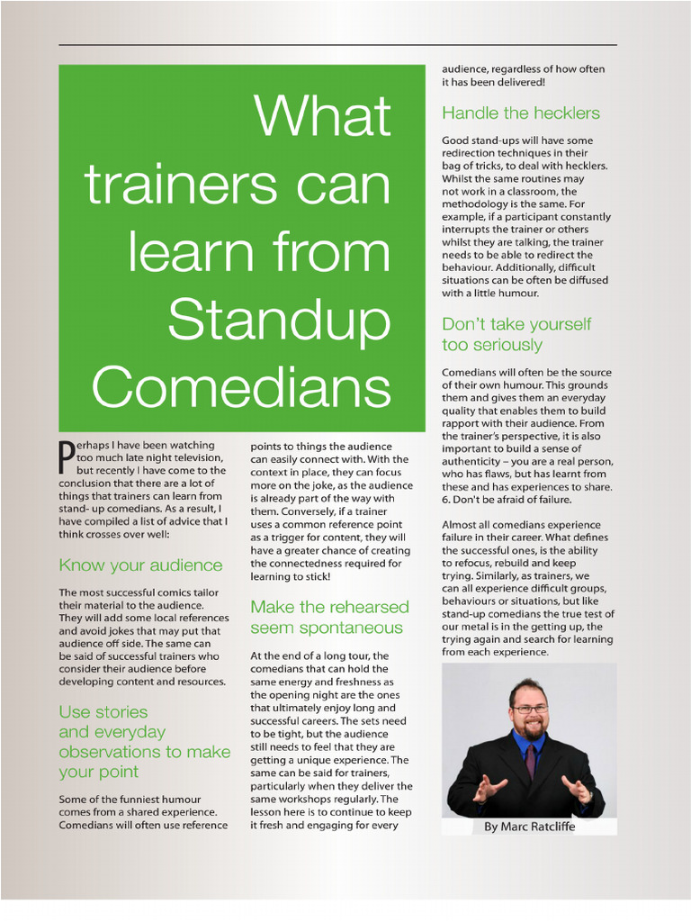 What Trainers Can Learn From Stand Up Comedians Pdf