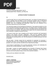 Letter of Intent For Graduation