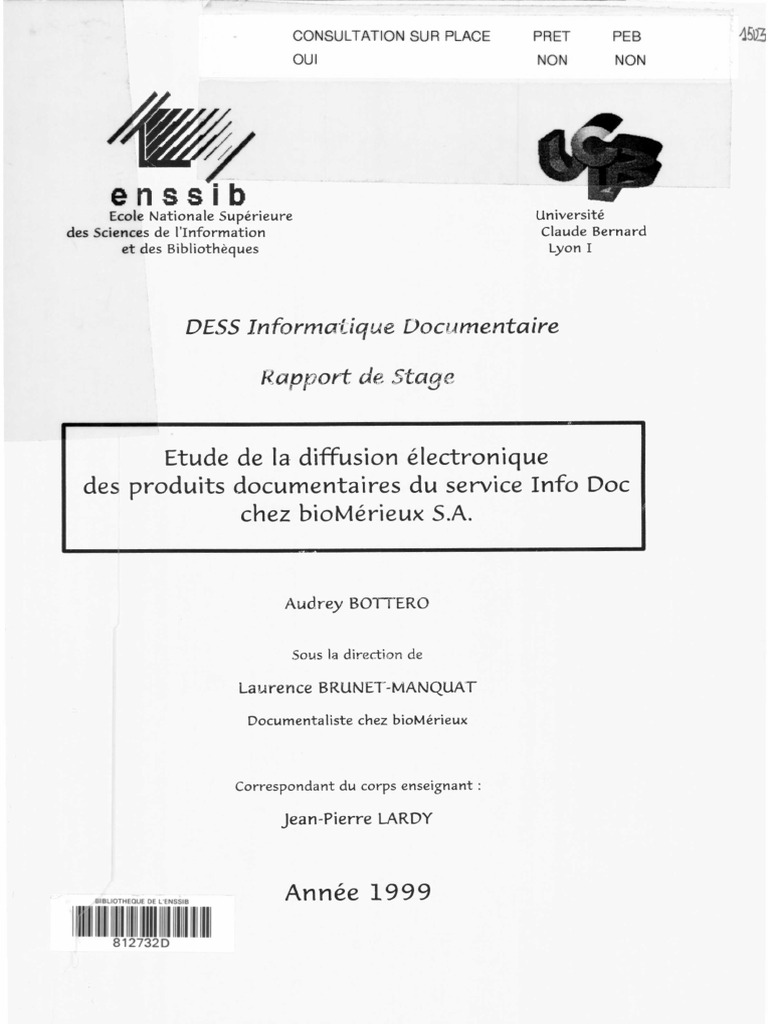 Etude de la diffusion electronique des produits documentaires du
