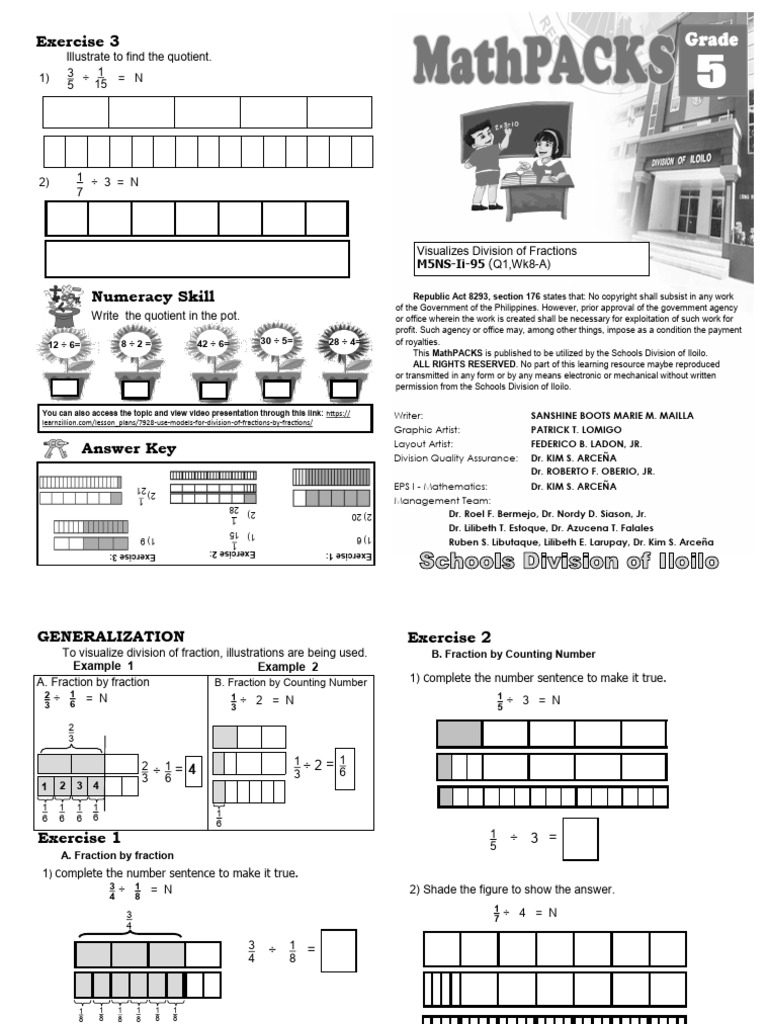 Exercise 3 illustrate to find the quotient 1 n 1 15 3 5 pdf