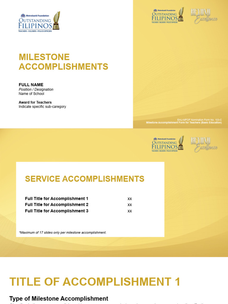 EAU MFOF Nomination Form No. 103 C Milestone Accomplishment Form For ...