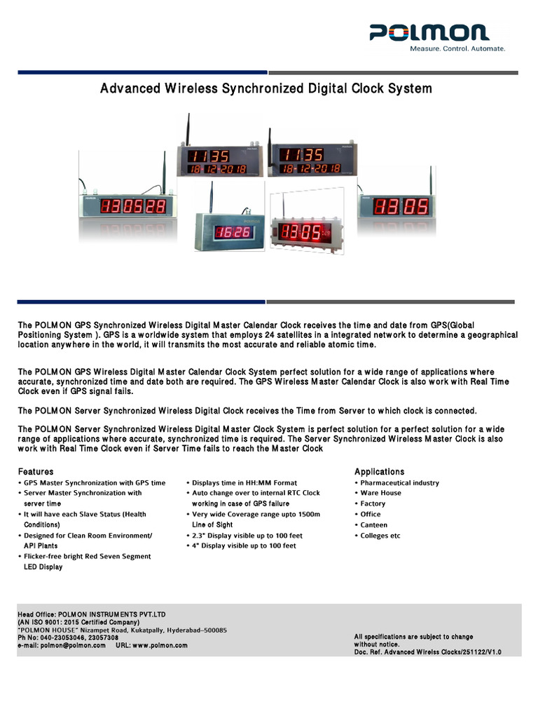 Polmon GPS Synchronized Clocks Overview | PDF | Global Positioning ...