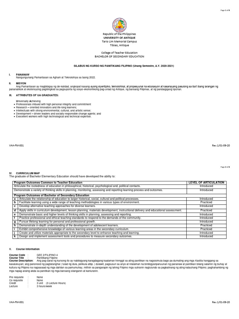 GEE 2-Syllabus by Importante Jeffrey | PDF