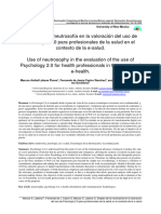 Empleo de La Neutrosofía en La Valoración Del Uso de Psicología 2.0 para Profesionales de La Salud en El Contexto de La E-Salud