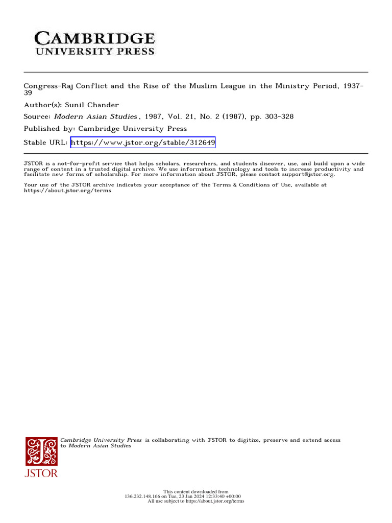 Congress, Raj, and Muslim League Dynamics | PDF | British Raj
