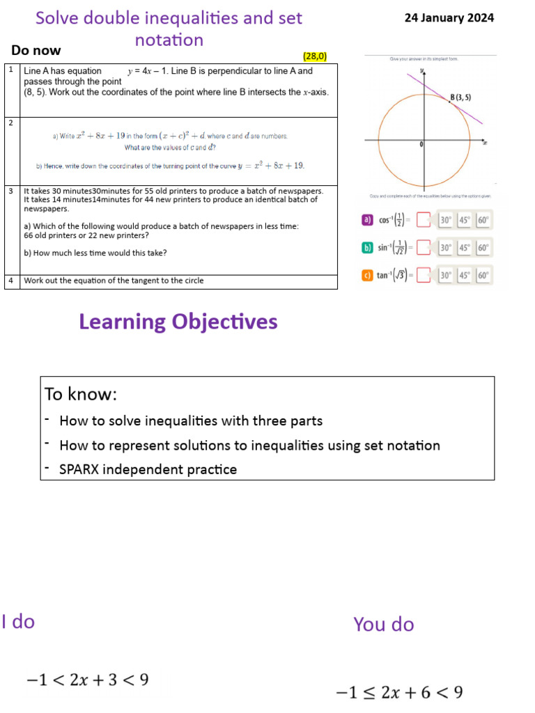 Double Inequalities and Set Notation | PDF | Equations | Inequality ...