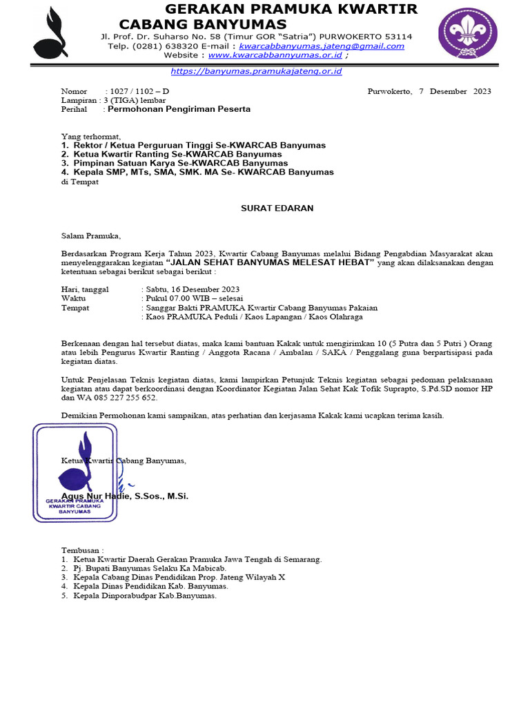 Surat Edaran Jalan Sehat | PDF