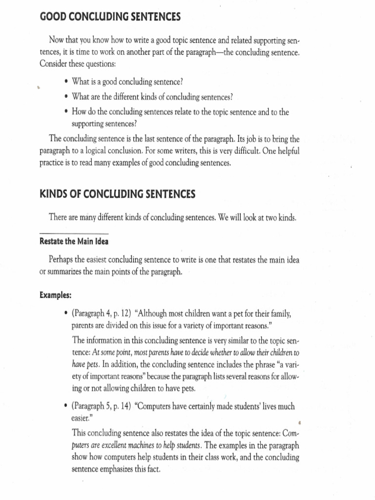 Practice Concluding Sentence | PDF