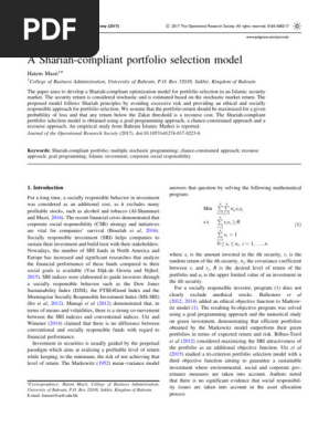 A Shariah-compliant portfolio selection model