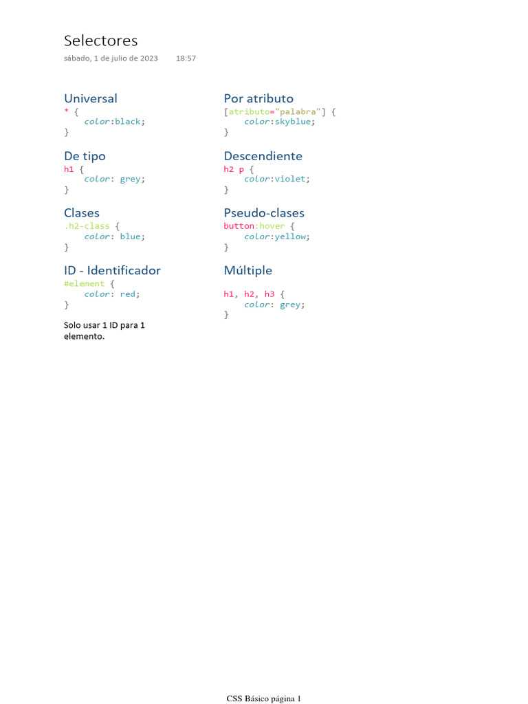 Guía Completa de CSS: Fundamentos y Avanzados | PDF | Modelo de color ...
