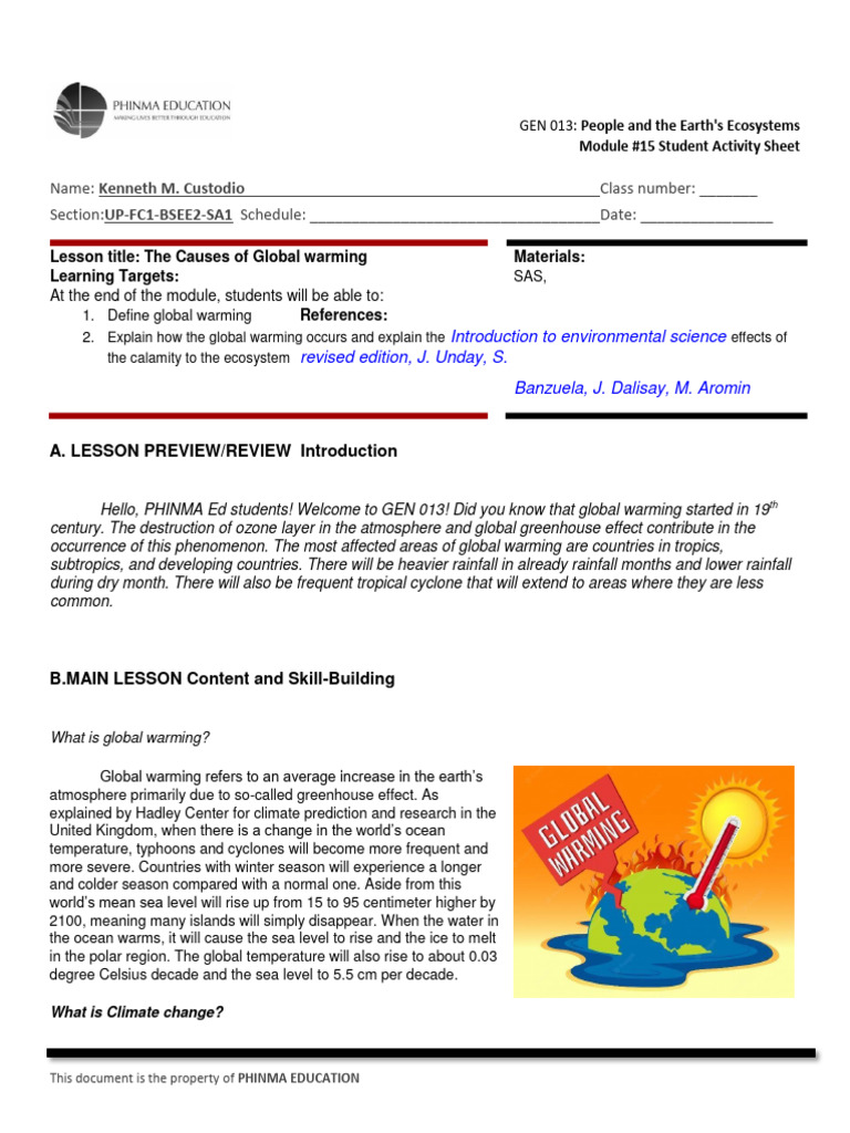 GEN 013 Day 15 SAS | PDF | Climate Change | Sea Level Rise