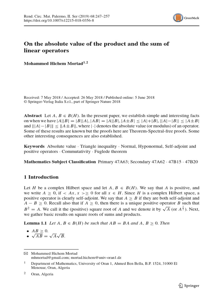  mohammed hichem absolute value in operator pdf theorem hilbert