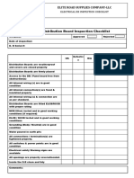 Electrical Distribution Board Inspection Checklist
