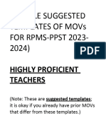 SUGGESTED MOV TEMPLATES (Highly Proficient)