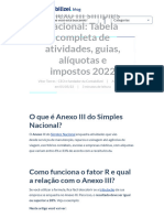 Anexo III Simples Nacional - Tabela Completa de Atividades 2022