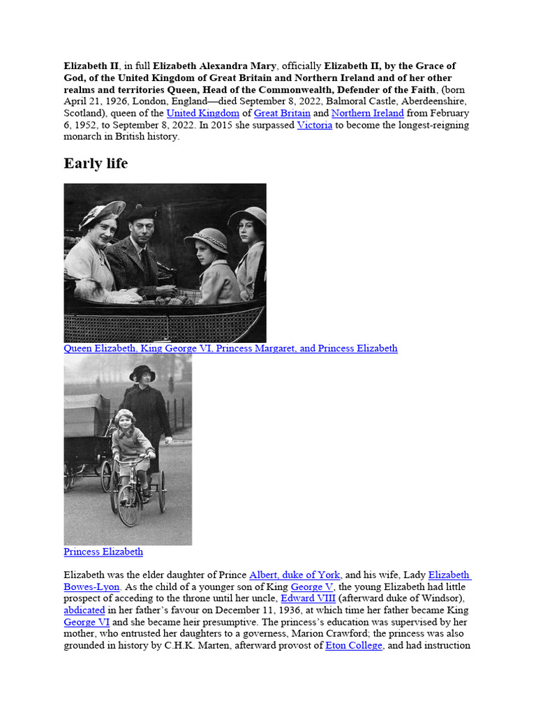 Elizabeth II | PDF | Elizabeth Ii | Monarchy Of The United Kingdom
