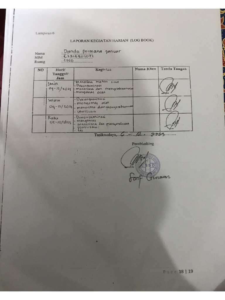 Log Book CSSD | PDF