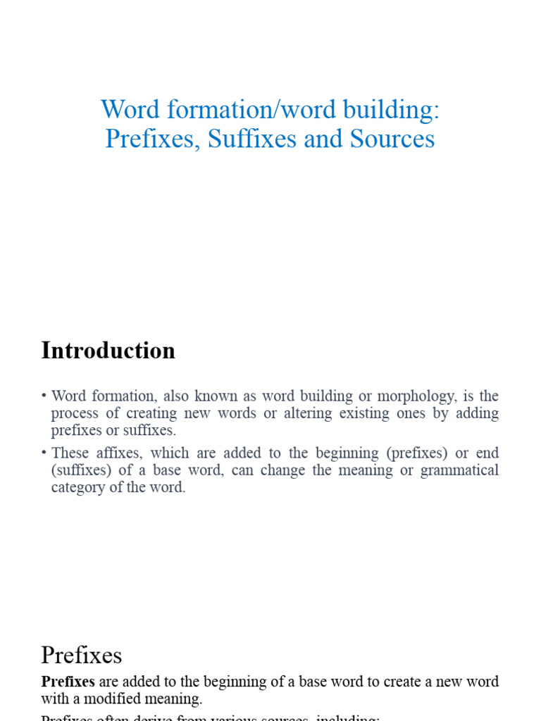Word Formation: Prefixes & Suffixes | PDF | Word | English Language