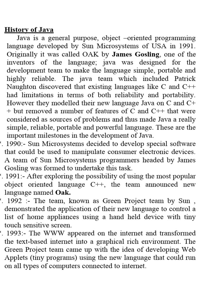 318430180history of java and features pdf java programming