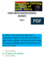 Code 10+14 Learners Licence Test 5 Answers.-1 - 075502