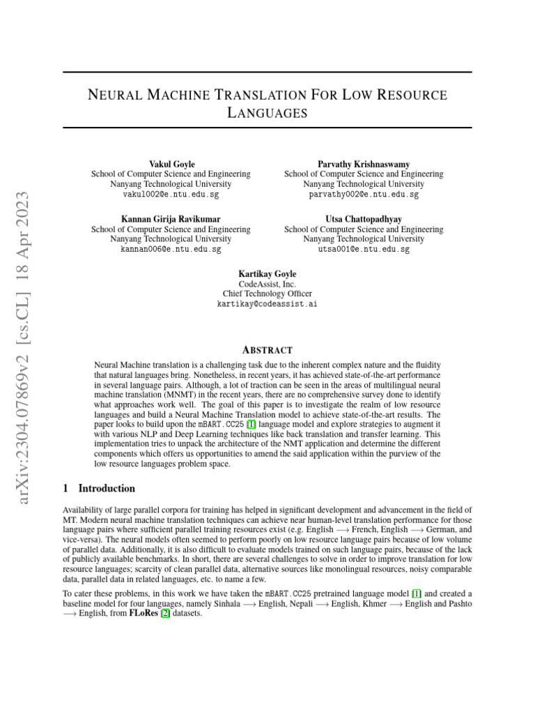 Neural Machine Translation for Low-Resource Languages | PDF ...