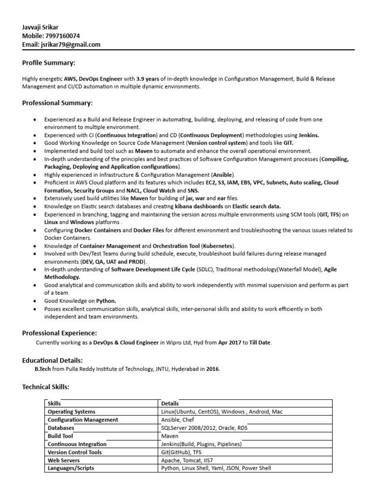 DevOps Resume 53 | PDF