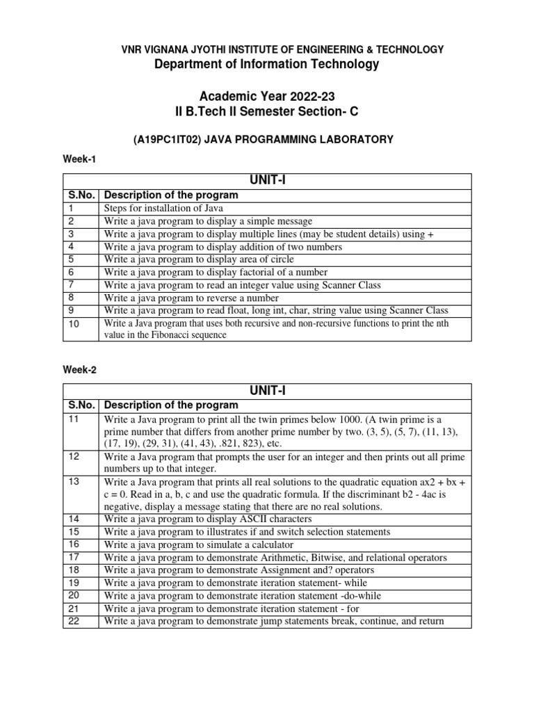 JP Lab-List of Programs | PDF | Programming | Constructor (Object ...