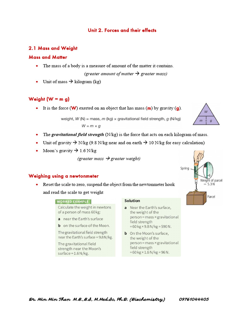 Unit 2. Forces and Their Effects | PDF | Force | Density