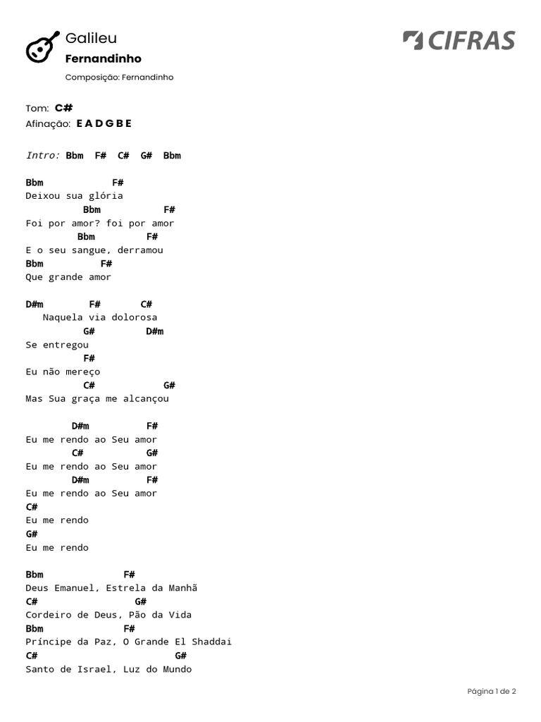 Cifras Simplificadas da Música Galileu | PDF