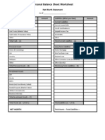 Personal Net Worth and Cash Flow Worksheets